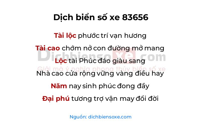Dịch thơ biển số 83656