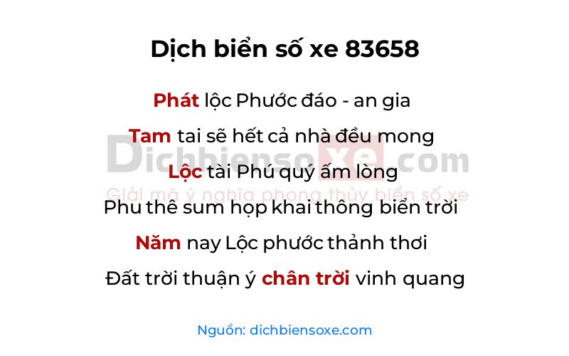 Dịch thơ biển số 83658