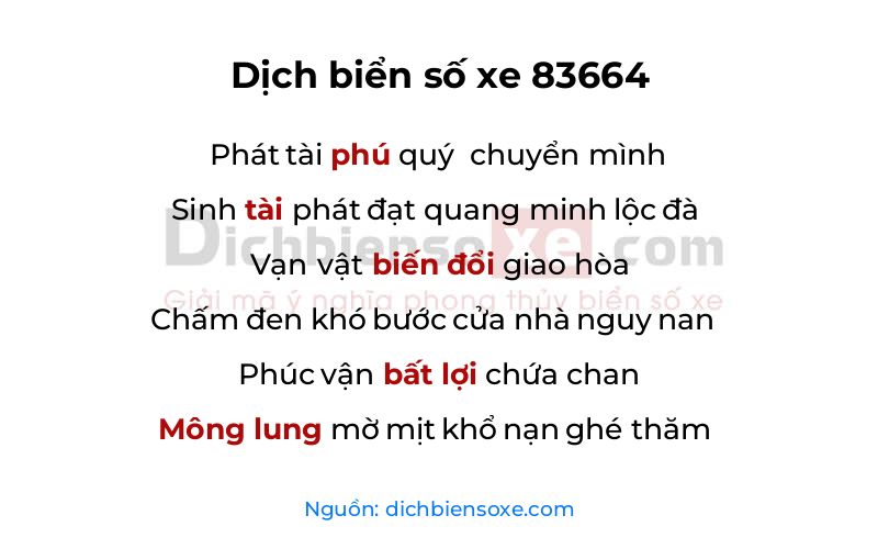 Dịch thơ biển số 83664