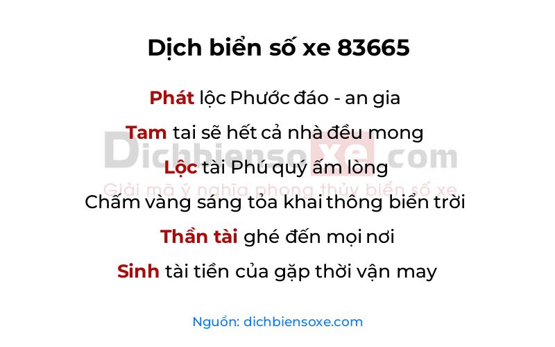 Dịch thơ biển số 83665
