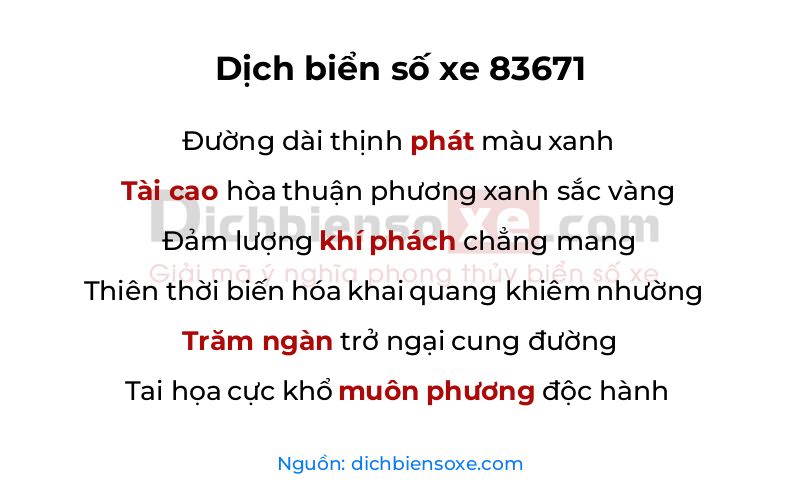 Dịch thơ biển số 83671