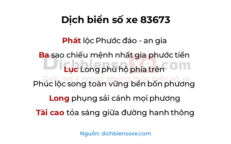Dịch thơ biển số 83673