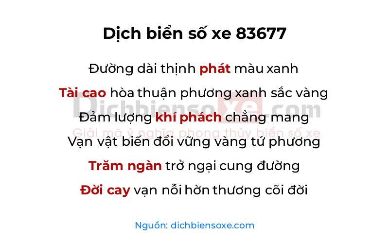 Dịch thơ biển số 83677