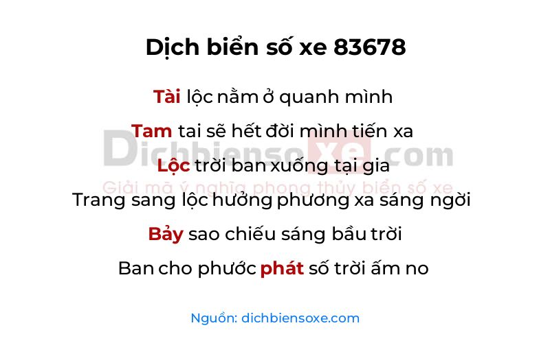 Dịch thơ biển số 83678