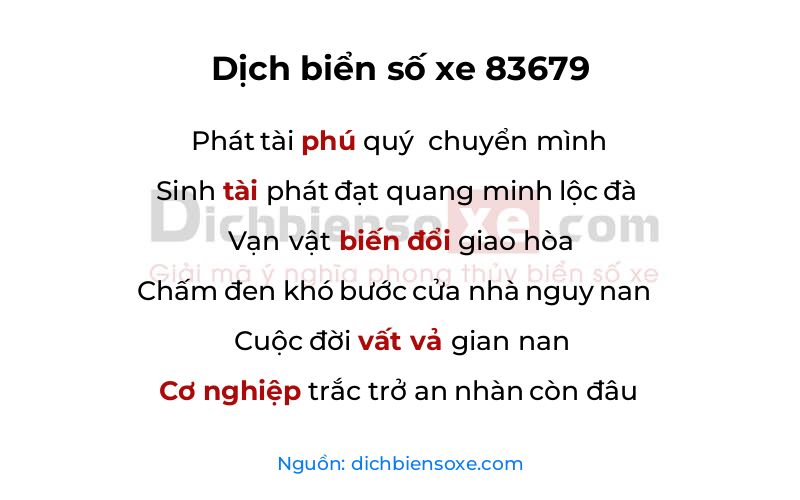 Dịch thơ biển số 83679