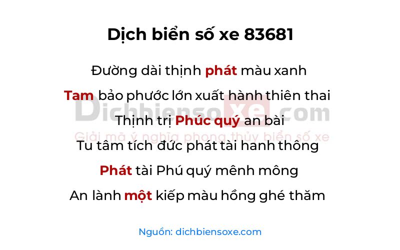 Dịch thơ biển số 83681