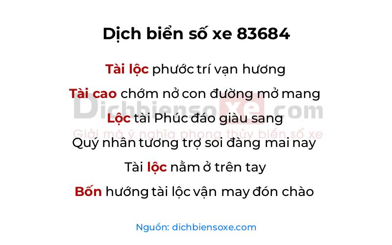 Dịch thơ biển số 83684