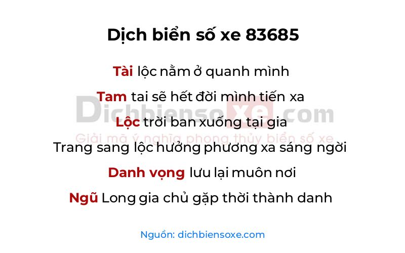 Dịch thơ biển số 83685