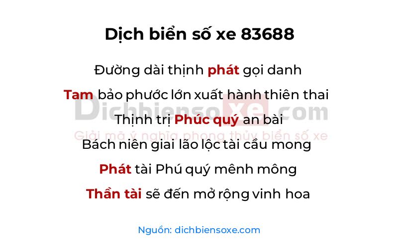 Dịch thơ biển số 83688