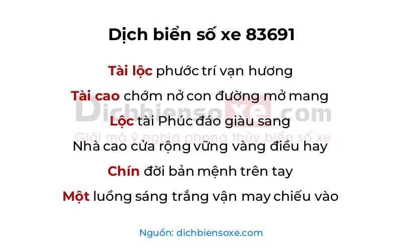 Dịch thơ biển số 83691