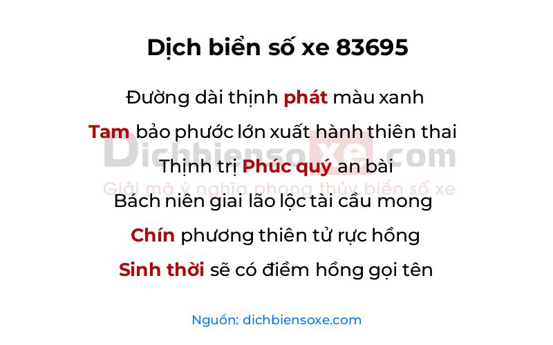 Dịch thơ biển số 83695