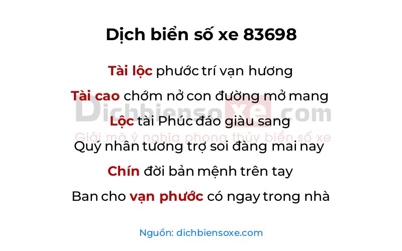 Dịch thơ biển số 83698