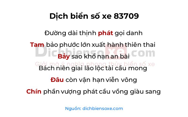 Dịch thơ biển số 83709