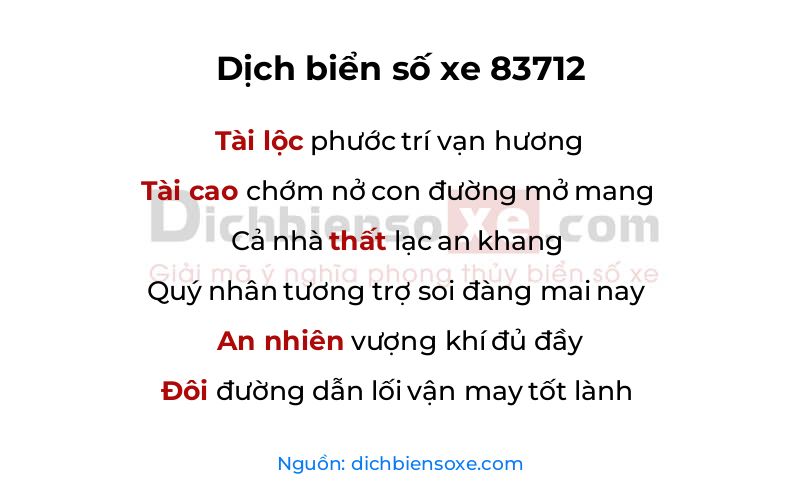Dịch thơ biển số 83712