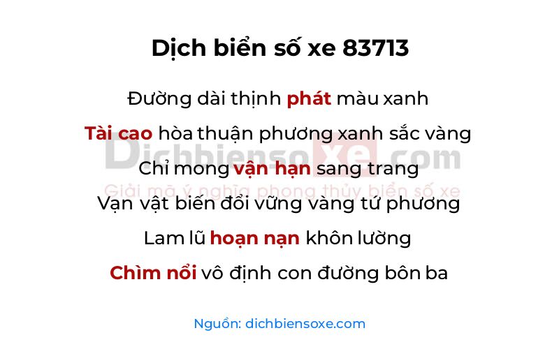 Dịch thơ biển số 83713