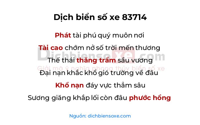 Dịch thơ biển số 83714