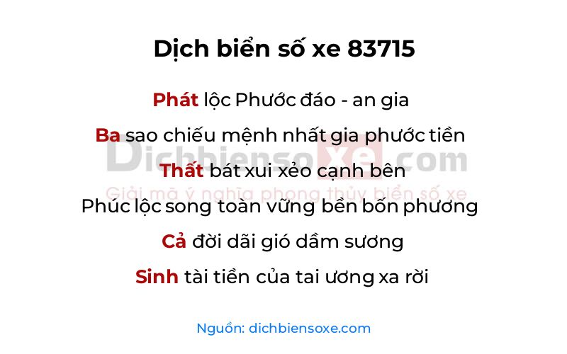 Dịch thơ biển số 83715