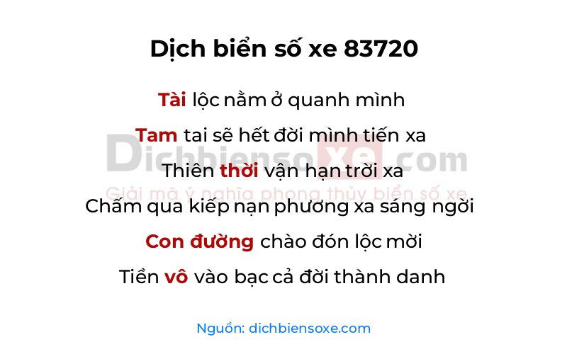 Dịch thơ biển số 83720