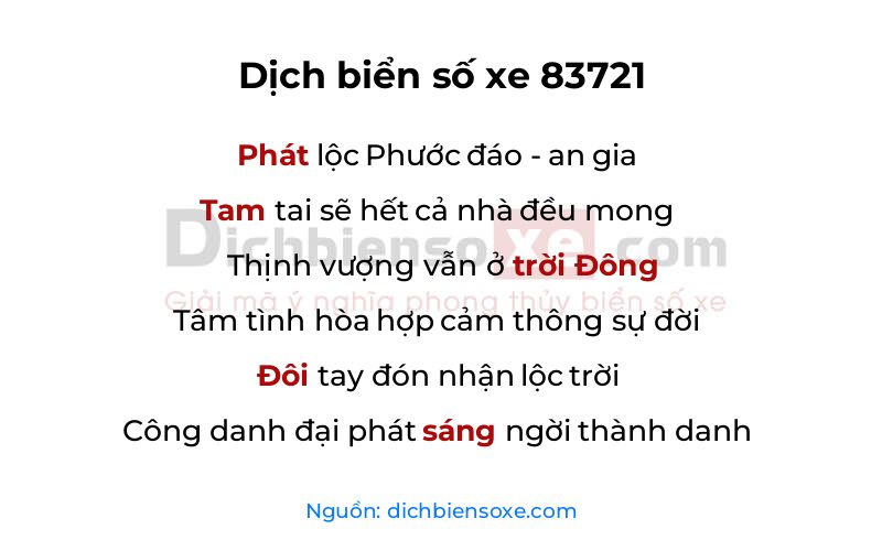 Dịch thơ biển số 83721