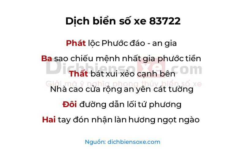 Dịch thơ biển số 83722