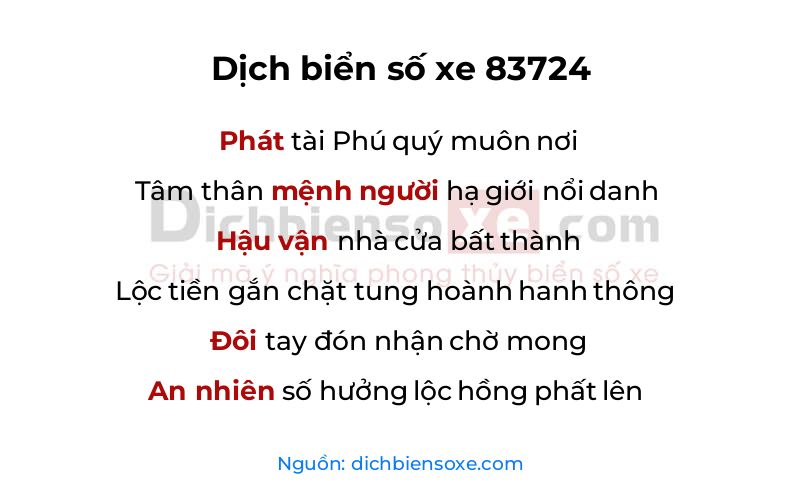 Dịch thơ biển số 83724