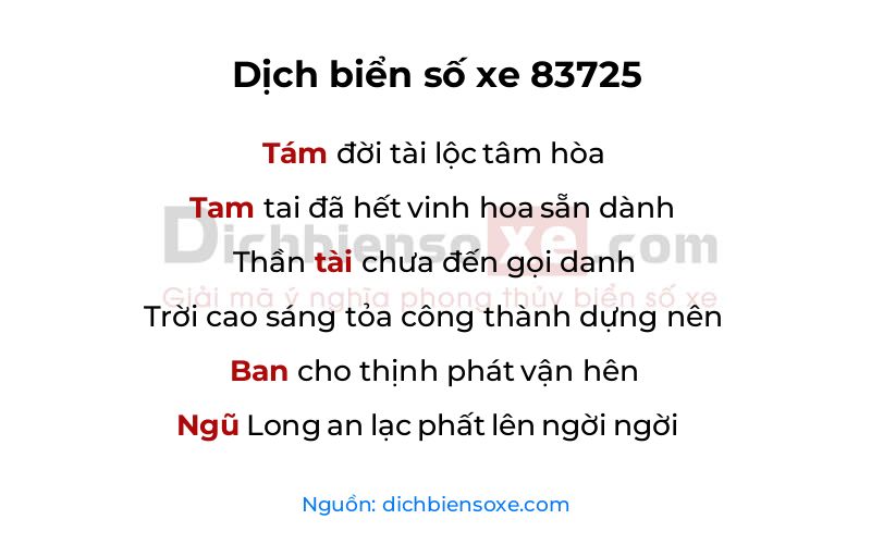 Dịch thơ biển số 83725