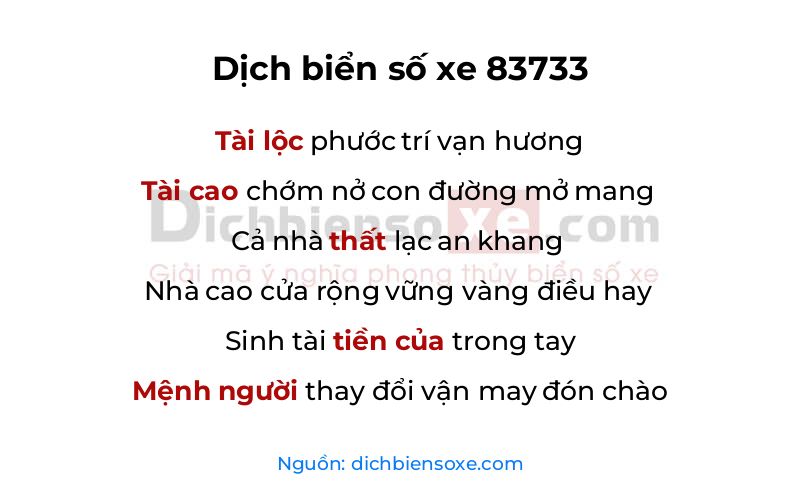 Dịch thơ biển số 83733