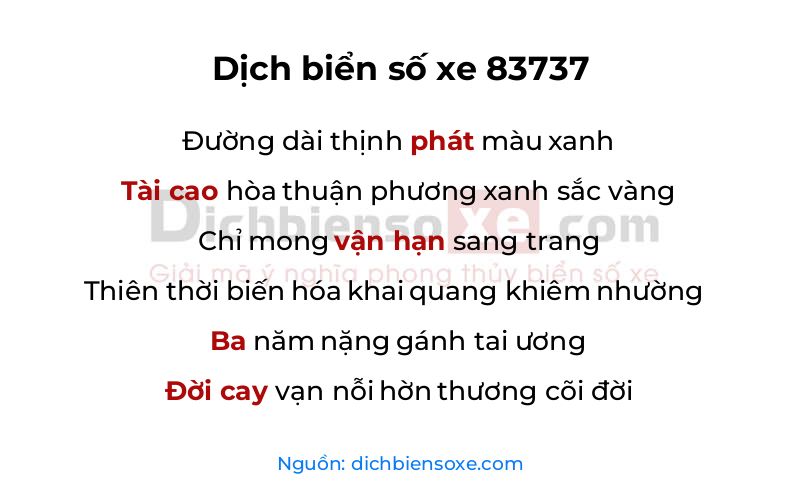 Dịch thơ biển số 83737