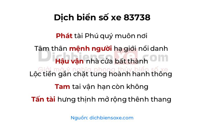 Dịch thơ biển số 83738