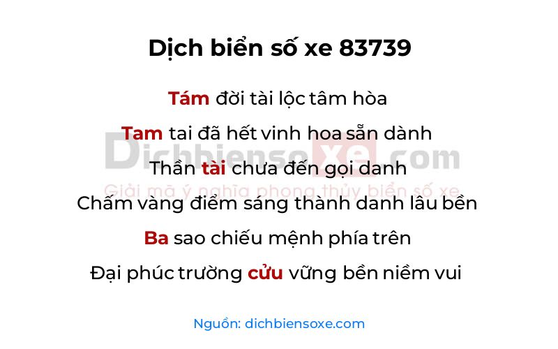 Dịch thơ biển số 83739