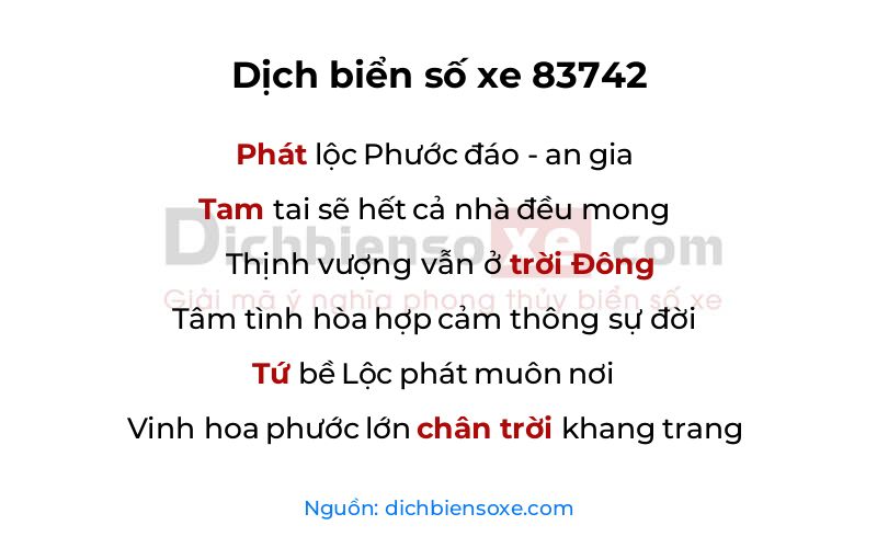 Dịch thơ biển số 83742