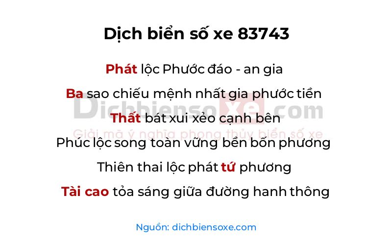 Dịch thơ biển số 83743