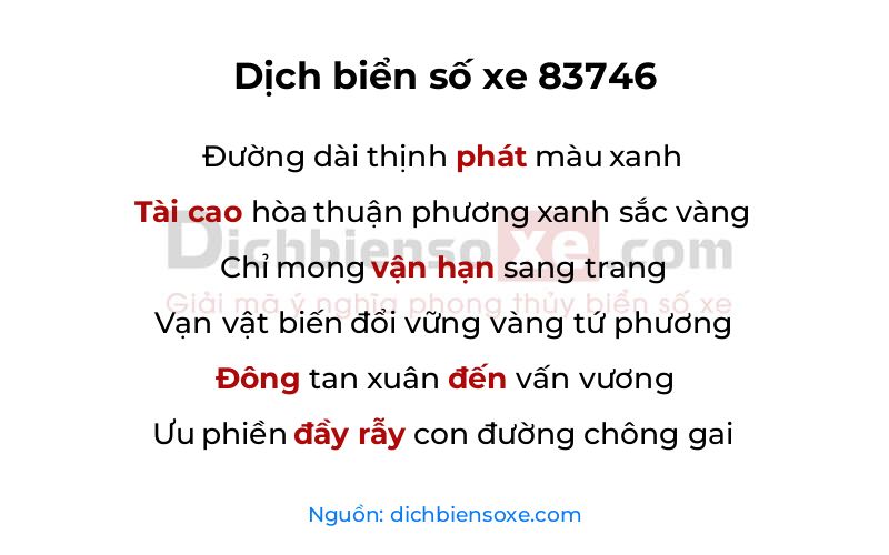 Dịch thơ biển số 83746
