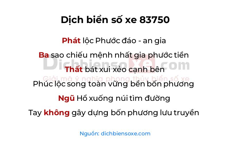 Dịch thơ biển số 83750