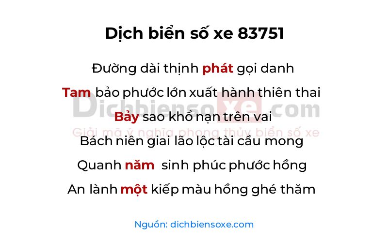 Dịch thơ biển số 83751