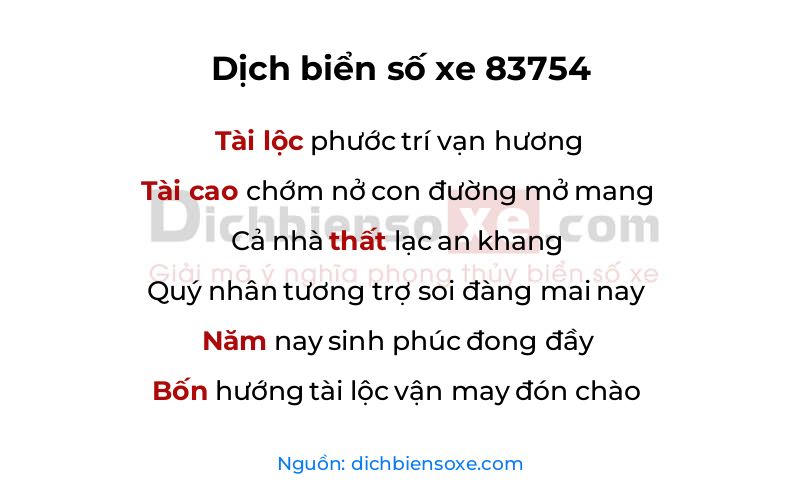 Dịch thơ biển số 83754