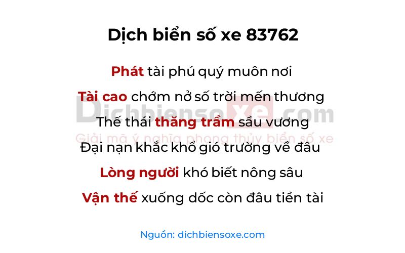 Dịch thơ biển số 83762