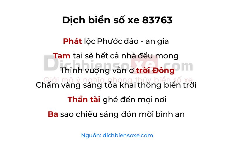 Dịch thơ biển số 83763