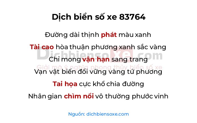 Dịch thơ biển số 83764