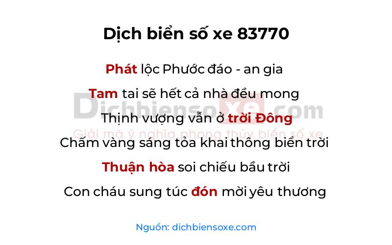 Dịch thơ biển số 83770