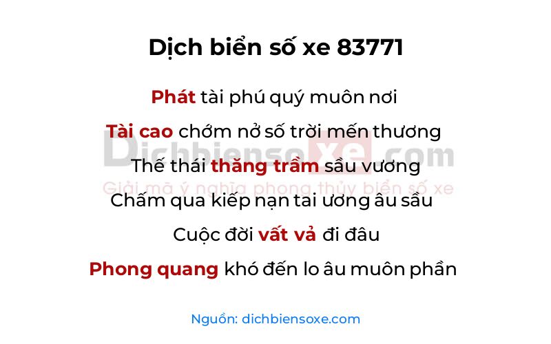 Dịch thơ biển số 83771