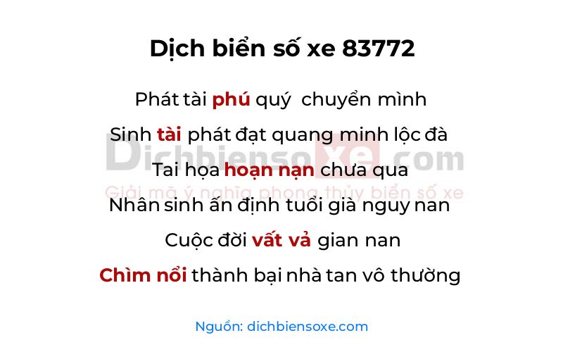 Dịch thơ biển số 83772