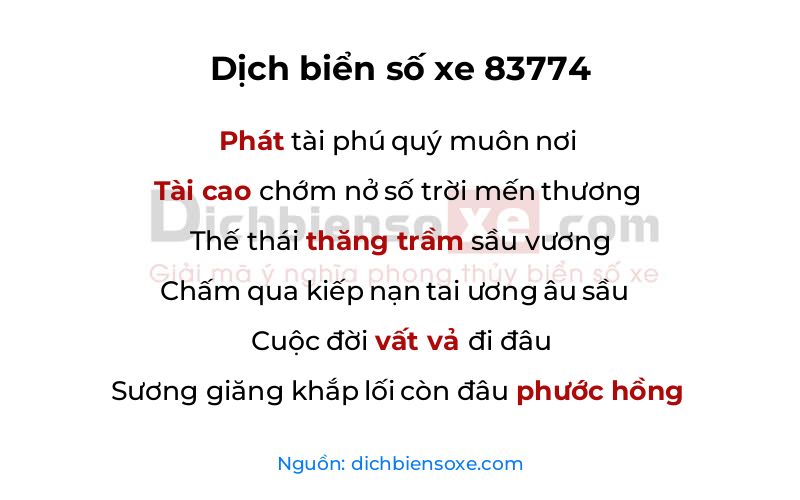 Dịch thơ biển số 83774