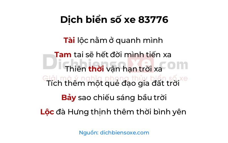 Dịch thơ biển số 83776