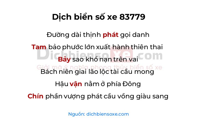 Dịch thơ biển số 83779