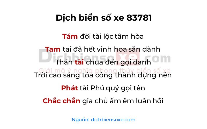 Dịch thơ biển số 83781