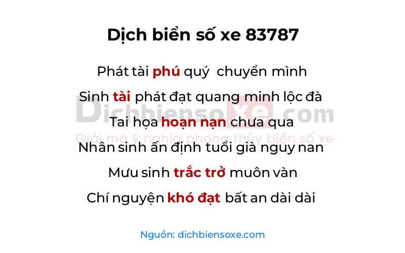 Dịch thơ biển số 83787