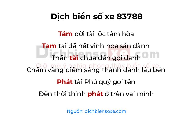 Dịch thơ biển số 83788