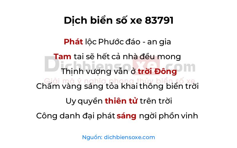 Dịch thơ biển số 83791