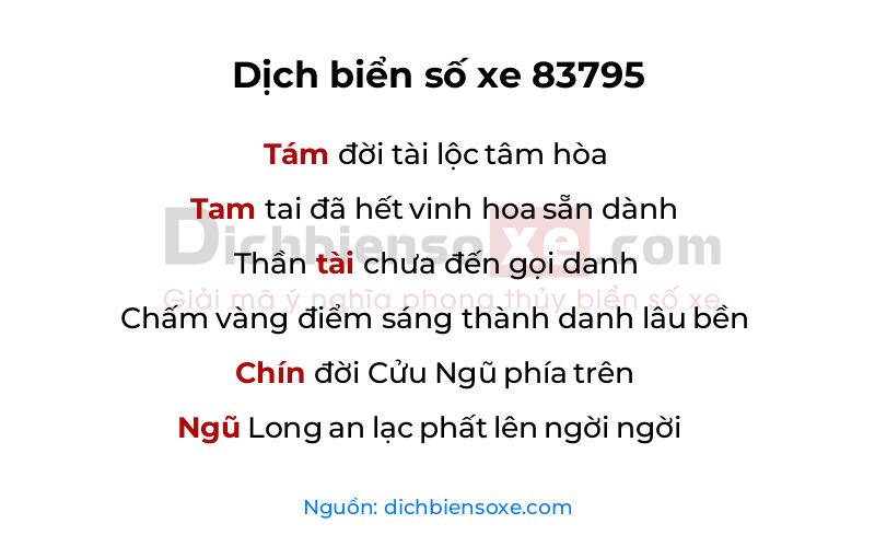 Dịch thơ biển số 83795